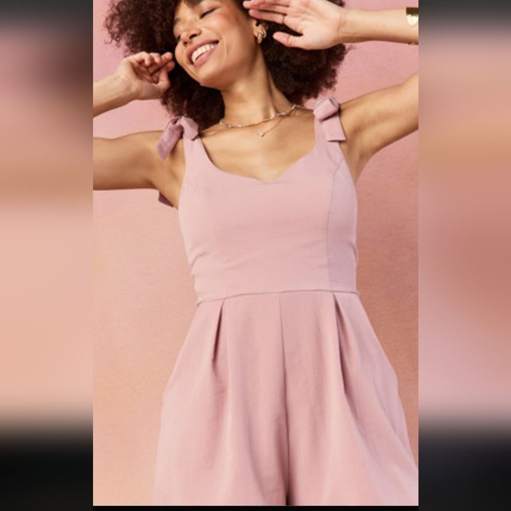 Blush Shorts Romper Tie-Shoulder